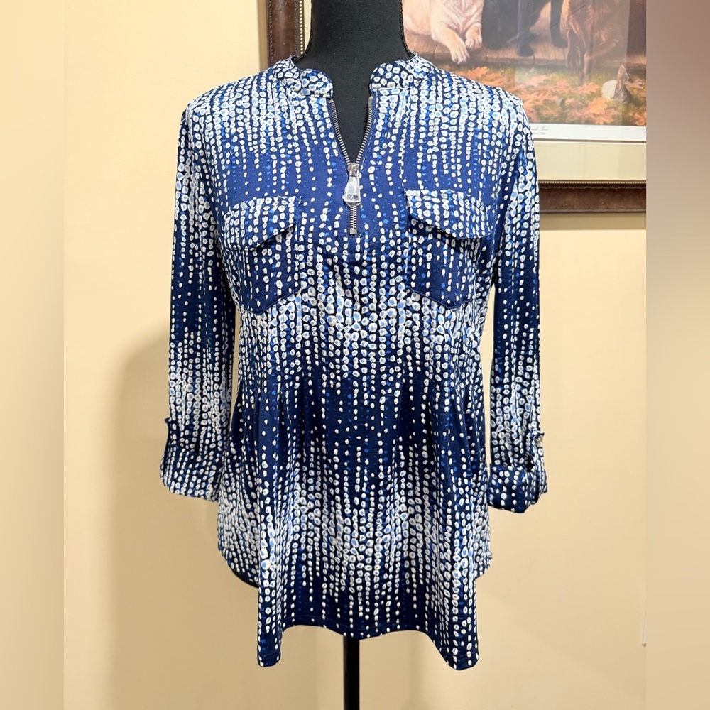 Ava & Grace Multicolored Boxy Tunic with Mandarin Collar